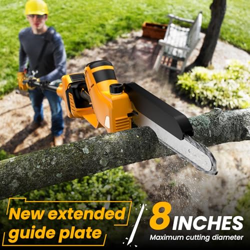 2 IN 1 Cordless 8 Inch Pole Saw & Mini Chainsaw For DE Walt 20V MAX Battery