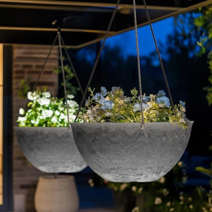 LA JOLIE MUSE Hanging Planter Baskets for Outdoor Plants, Set of 2, 13 Inch - color: Marble Pattern