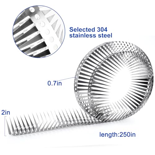 Bird Spikes, 250 Inch, Stainless Steel Fence Spikes - size: 250 inch