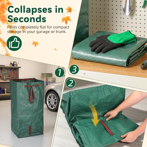 HEMOTON Reusable Yard Waste Bags 72 Gallon, 2 Pack with Gloves