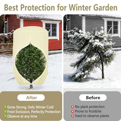 2 Pack Rounded Top Plant Covers Freeze Protection, 47"X72" Winter, Beige - size: Beige-47x72in-2PCS