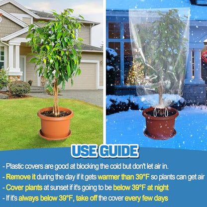 6Pcs 35"x59" Winter Plant Cover Freeze Protection, Plastic Plant Frost Bags - size: 59"H, 35" Opening