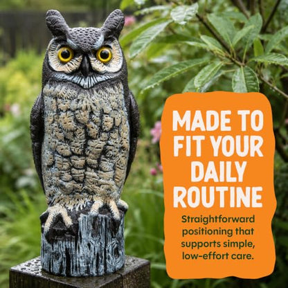 Dalen Lifelike Great Horned Owl Decoy Bird Repellent - 16-in Hand-Painted - style: Two Color Great Horned Owl