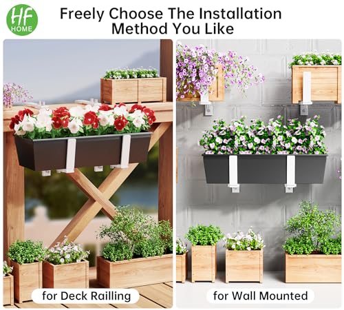 HFHOME Set of 2 Adjustable Window Planter Box Brackets, White Brackets for Window Boxes Planters, Planter Shelving with Adjustable Size The Width of The Bottom of The Planter Box (Patent Registered) - size: Set of 2 - White