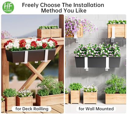 HFHOME Set of 2 Adjustable Window Planter Box Brackets, White Brackets for Window Boxes Planters, Planter Shelving with Adjustable Size The Width of The Bottom of The Planter Box (Patent Registered) - size: Set of 2 - White