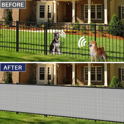 Windscreen4less Privacy Fence Screen Heavy Duty Windscreen Fencing Mesh Fabric Shade Net Cover with Brass Grommtes for Outdoor Wall Garden Yard Pool Deck, 8'x1' Light Gray - color: Gray, size: 8' x 1'