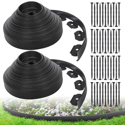 2IN x 100FT Landscape Edging Border with 150 Spikes, Plastic Edging for Landscaping, No Dig Garden Border Edging Kit for Flower Beds, Lawn, Yard, Paver Pathway - size: 2 In x 100 FT