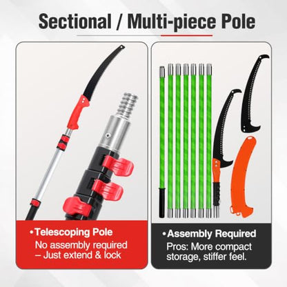 20FT Reach Tree Trimmer, Telescoping Manual Pole Saw - style: 4FT-12FT - Telescoping Pole with Saw