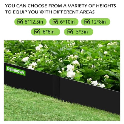 6PCS Galvanized Steel Landscape Edging Kit, 40" L x 12.5" H (20ft Total) Steel Landscape Lawn Edging for Lawn Yard, Coated Bendable Metal Strips, No-Dig Hammer-in Edging Border w/7Clips - style: 40" L x 12.5" H,Black