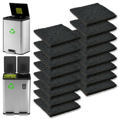 16 Pack Activated Carbon Filter with 2 Pack Recycle+Trash Sticker Fits EKO Trash Can with Built-in Compartment, Also Fits SIMPLI-Magic Garbage Bins, for Trash Can and Compost Bin - style: 16 Pack Filter & Recycle+Trash Sticker