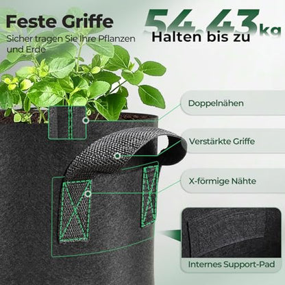 T4U Grow Bags 5 Gallon 5 Pack, Fabric Pots for Outdoor Garden Plants - size: 5 Gallon-5 Packs