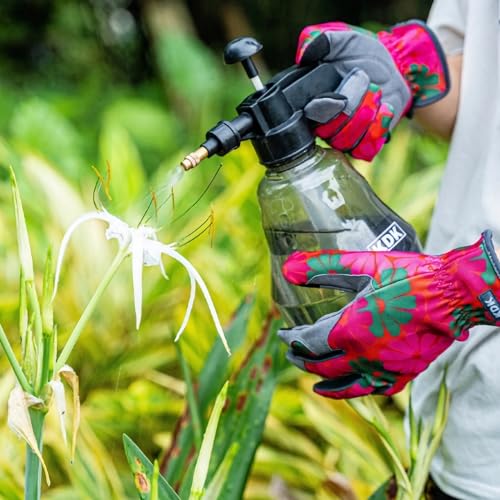 KDK Leather Gardening Gloves for Women Thorn Proof Yard Work Gloves (S) - color: Pink-purple (Daisy), size: Small