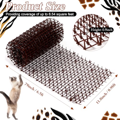 Zopeal 6.5ft Cat Deterrent Mat, Soft Spikes, Indoor Outdoor Pet Repellent - color: Dark Brown, style: 79 x 12 Inch