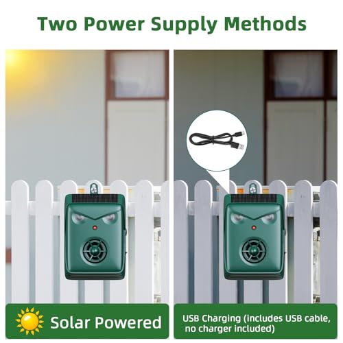 2026 Solar Bird Repellent Devices Outdoor Ultrasonic Bird Repeller Deterrents for Outside,Woodpecker Deterrent for House,USB Charging & Waterproof Pigeon Goose Bird Scare Devices for Garden,2 Pack
