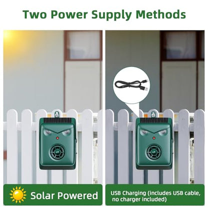 2026 Solar Bird Repellent Devices Outdoor Ultrasonic Bird Repeller Deterrents for Outside,Woodpecker Deterrent for House,USB Charging & Waterproof Pigeon Goose Bird Scare Devices for Garden,2 Pack