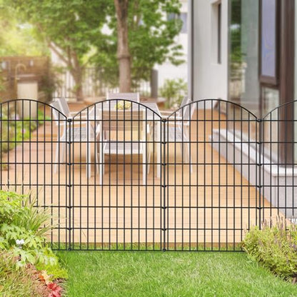 Metal Garden Fence 48 in x 20.3 ft, Tall Outdoor Dog Fence Panel for Yard - size: 48"Hx20.3ft (8 Panels)