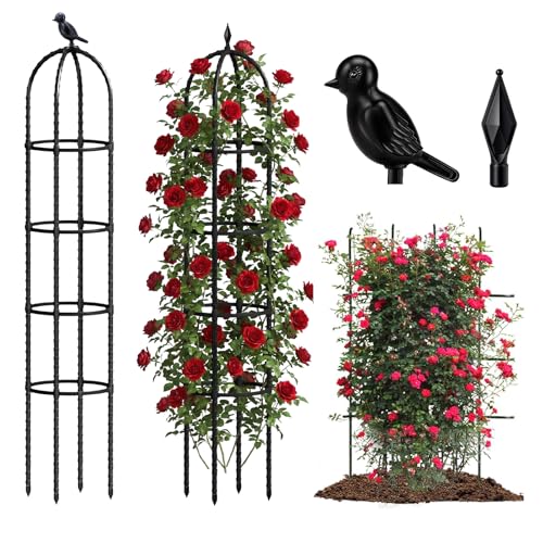 2 Pack 6.2ft High Adjustable Garden Trellis for Climbing Plants, Black