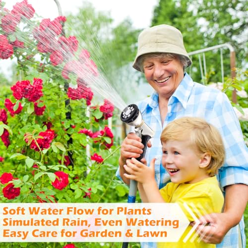 Garden Hose Nozzles,Heavy Duty Metal 9 Spray Patterns Water Hose Sprayer - color: Gray