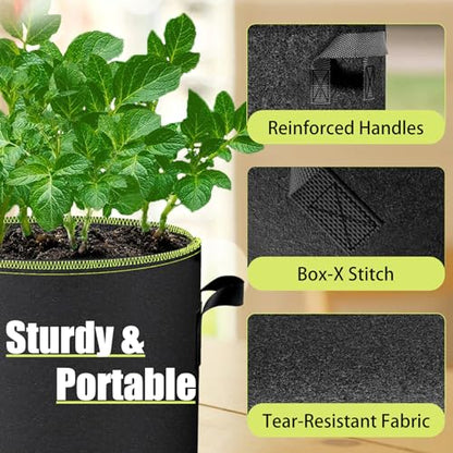 Grow Bags 2 Pack 5 Gallon Plant Pots 300G Nonwoven Fabric Garden Nursery Pots with Handles for Plants Potato Tomato Vegetables Flowers Grow Bags - size: 5 Gallon