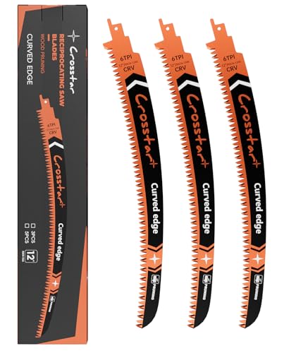 Crosstar 3 Pack Arc Edge Reciprocating Saw Blades,12inch 6TPI,Wood Pruning - size: 3pcs 12in