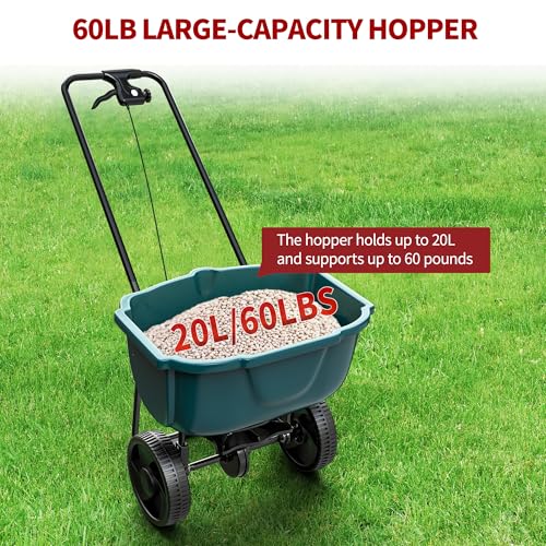 YITAMOTOR 60 lbs Walk Behind Broadcast Spreader for Lawns Garden