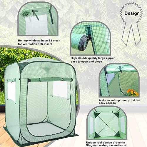 Porayhut Pop Up Greenhouse Tent,Portable X-Large Walk-in Flower House ,Indoor Outdoor Gardening Plant Sunshine Room with PE Mesh Cloth Cover for Protecting Plant from Cold Frost & Birds - style: 63.7'' Tall Large Plant tent