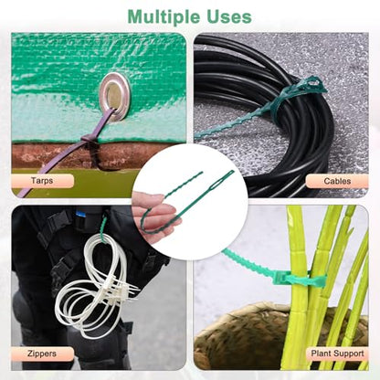 M METERXITY 100-Pack Plant Twist Ties 9 Inch Plastic Twist Ties Adjustable Garden Plant Twist Ties Plant Support Tree Shrub Ties for Indoor/Outdoor/Home/Office/Garden [Dark Green]
