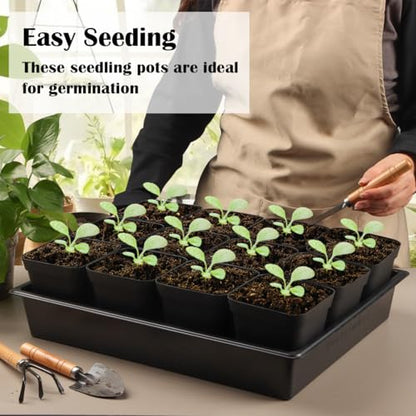 RooTrimmer Seed Starter Tray, 10 Packs Plant Tray, Durable Plastic Growing Trays, Stackable Seedling Starter Trays Perfect for Indoor, Outdoor, Greenhouses, 16.5" L x 13.2" W x 2.8" H - Black - size: 16.5" x 13.2" x 2.8" Tras - 10P