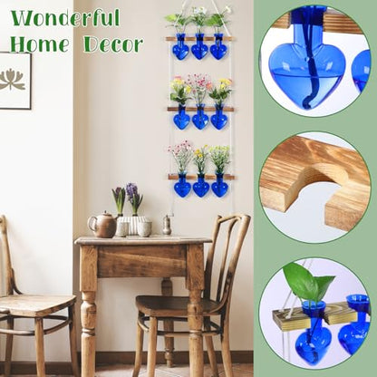 Leinuosen Hanging Plant Propagation Station, Propagation Vases, Blue - color: Blue