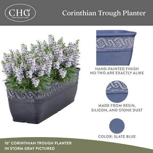 Classic Home and Garden Corinthian Trough Planter, 10", Slate Blue (3 Pack) - color: Slate Blue