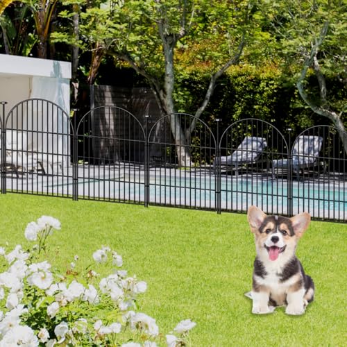 Garden Fence Border, 32 in(H) x17.5 Ft(L) 8 Panels, Tall Garden Animal Barrier Fence with Gate, Dog Fence Outdoor for Yard, Arched Rustproof Metal No Dig Fence, Flower Bed Fencing - size: 32''(H)-8panels-17.5ft(L)