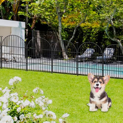 Tall Garden Fence with Gate, 40 in(H) x 45 Ft(L) Dog Fence Outdoor for Yard, 20 Panels Rustproof Metal Wire Animal Barrier Fences, Temporary Fencing for Dogs Rabbits, Arched - size: 40''(H)-20panels-45ft(L)