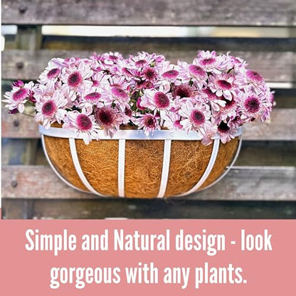 LaLaGreen Window Planter Box (16 Inch, 2 Pack) White Metal Deck Railing Flower Boxes with Coco Liners, Rectangular Wall Planters for Outdoor Plants Horse Troughs Fence Balcony Garden Herb Patio Porch - size: 16 Inch (2 Pack)