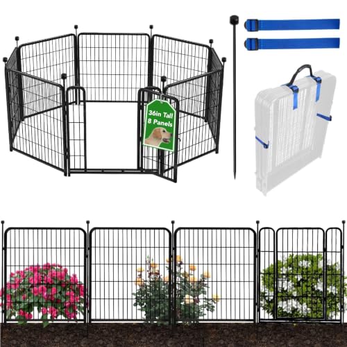 ADAVIN Garden Fencing 36 Inch High, 8 Panels 17.7 Ft Dog Fence Outdoor - size: 36in(H)×18ft(L) 8 panels-New