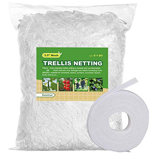 BaseGoal 3.5in Mesh Trellis Netting, 5x30ft, 1 Pack - size: 3.5" Mesh (5'X30')