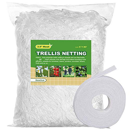BaseGoal 3.5in Mesh Trellis Netting, 5x30ft, 1 Pack - size: 3.5" Mesh (5'X30')