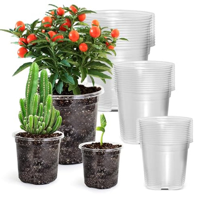 Bluepro Clear Nursery Pots with Drainage Holes, 3.5/4/5 Inch, 36-Pack - size: 3.5/4/5 Inch-36Pcs