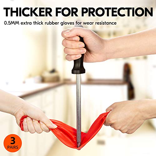 Vgo... Latex Reusable Cleaning Gloves,Long Sleeve Kitchen Gloves(RB2143) - color: Red, size: Medium