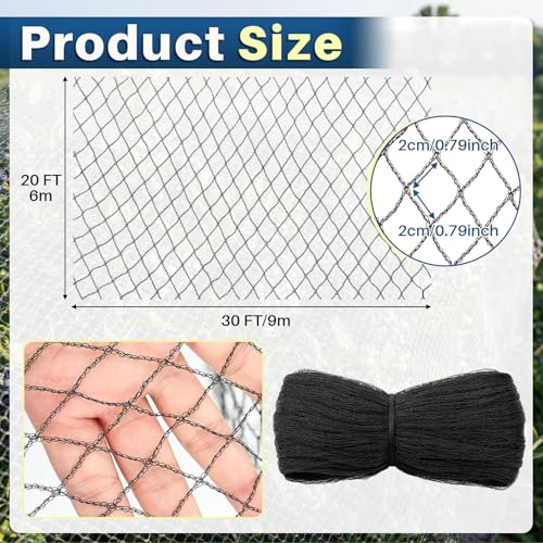20 x 30 ft Bird Netting for Blueberry Bushes Anti-Tangle & Easy Install, Heavy Duty Bird Netting to Protect Blueberries, Fruit Trees & Plants Polyethylene Aviary Anti Nettings for Garden - size: 20 x 30ft