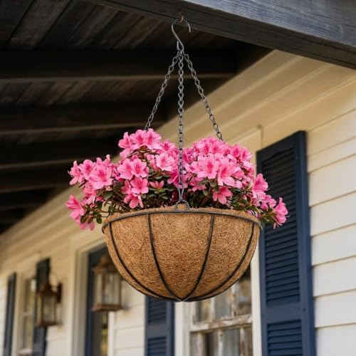 10 Inch Metal Hanging Basket with Coco Coir Liner for Flowers Planting - size: 10" & 2 Pcs