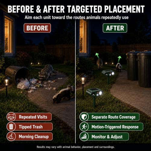 Sonic Fortress Pro Raccoon Repellent Outdoor,Skunk Repellent for Yard 2Pack