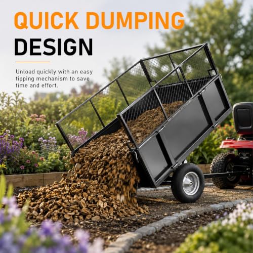 750LBS Heavy Duty Utility Dump Trailer, 19 Cu.Ft ATV Trailer Dump Cart