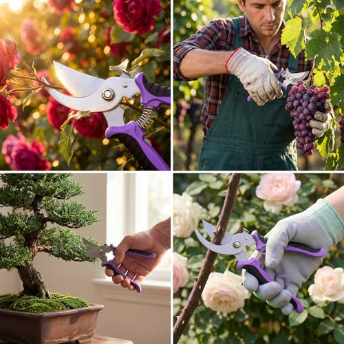 Lothee 9 Pcs Garden Pruning Shears Bulk, Gardening Shears&Scissors, Purple - color: Purple