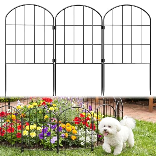 25 Pack Decorative Garden Fence Panels – 27.08ft (L) x 24"(H) Garden Fencing Dog Fence No-Dig Animal Barrier Fence Rustproof Metal Arched Garden Edging for Yard Patio Outdoor Decor Flower Bed - size: 27.08 ft(L) X 24 in(H) ,25 pack