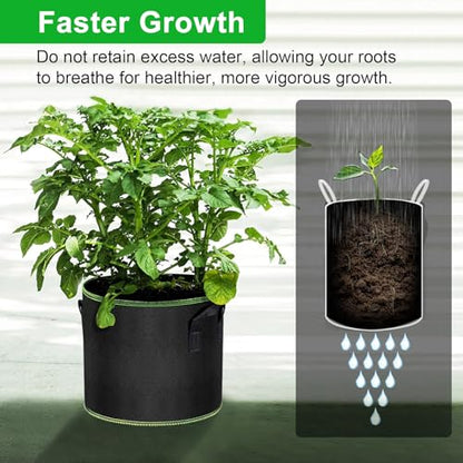 MEKOLIFE 12-Pack 5 Gallon Grow Bags, Thick Aeration Planters with Handles - size: 12Pack(5 Gallon)