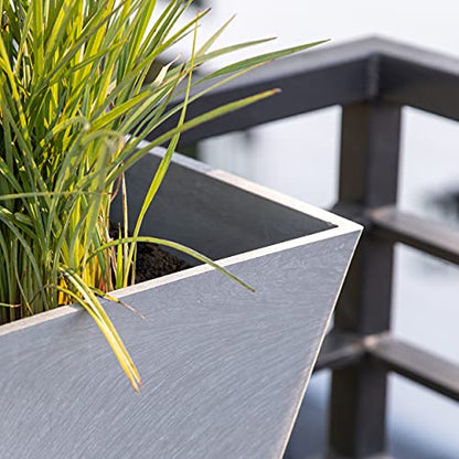 Veradek Pure Series Railing Planter - Tapered Window Box with Bracket - color: Gray, size: 36 inch
