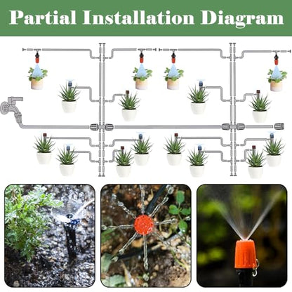 200FT+40FT Drip Irrigation System, Garden Watering System