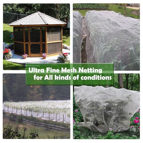 Garden Pest Netting, 10x50Ft Insect Barrier Plant Covers Net - size: 10x50ft Reinforced Netting