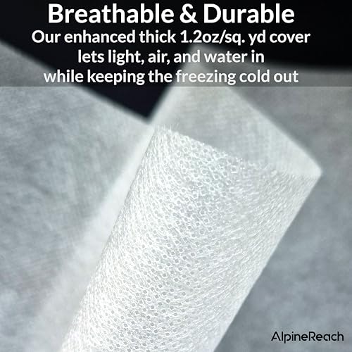 AlpineReach Plant Covers Frost & Sun Protection 10 x 50 ft - Thick 1.2 oz/yd² Freeze Blanket to Low 28 °F Temperatures Floating Row, Garden Fabric Material, Protect in Winter Cold, Gardening Down - size: 10ft x 50ft