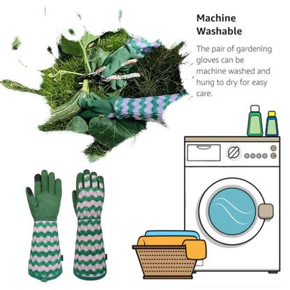 Thornproof Rose&Cactus Gardening Gloves,Gauntlet Garden Glove,Gifts - color: Green, size: Large